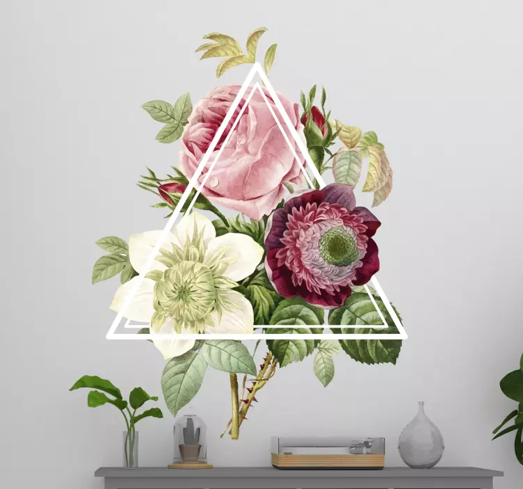 Sticker fleurs sauvages dans un triangle - TenStickers