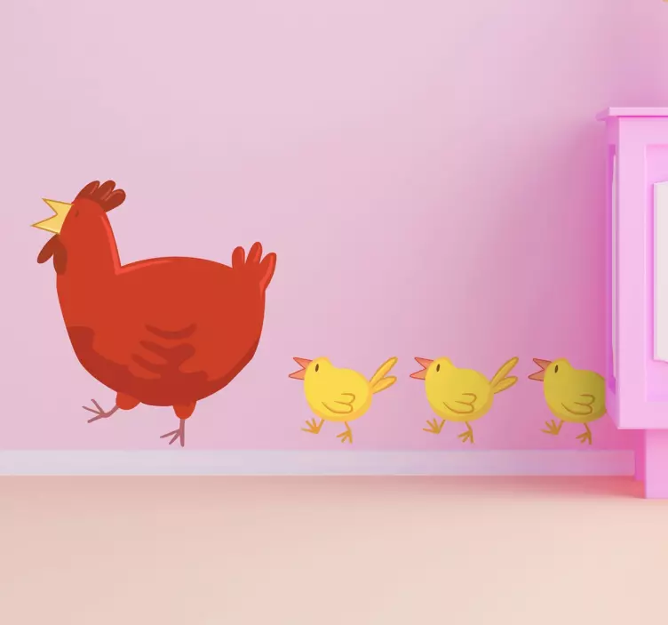 Sticker oiseaux maman poule et poussins - TenStickers