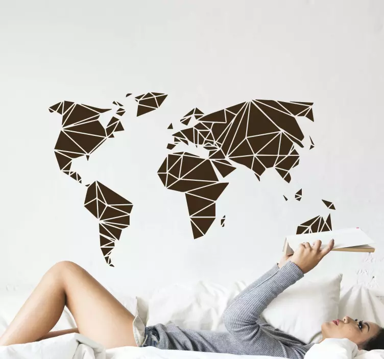 Sticker Carte du Monde Carte du monde origami - TenStickers