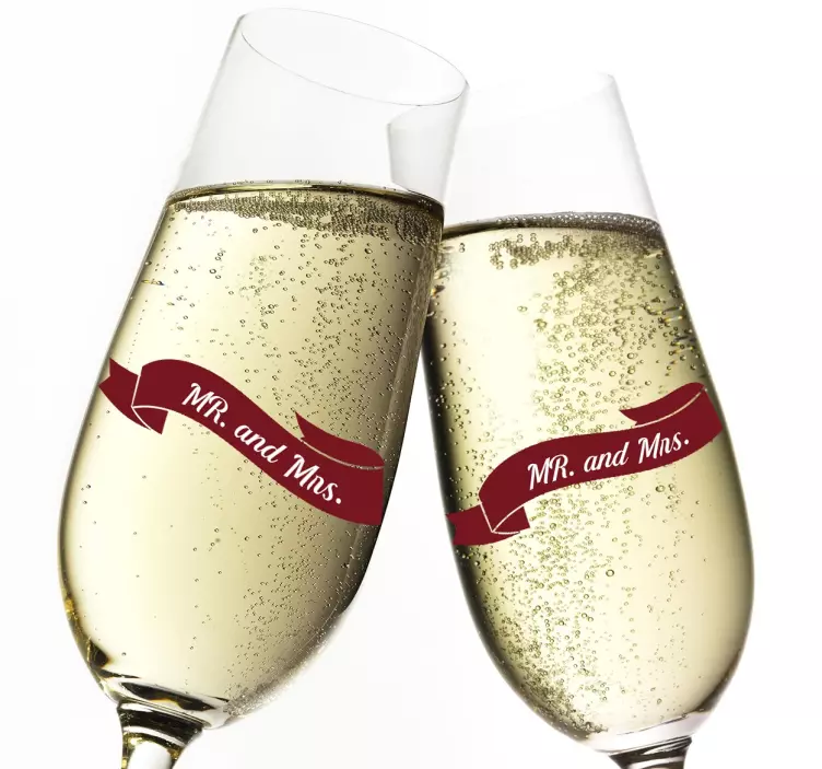 Sticker mariage Mr & Mrs banderole - TenStickers