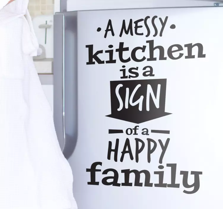 Sticker messy kitchen happy family - TenStickers