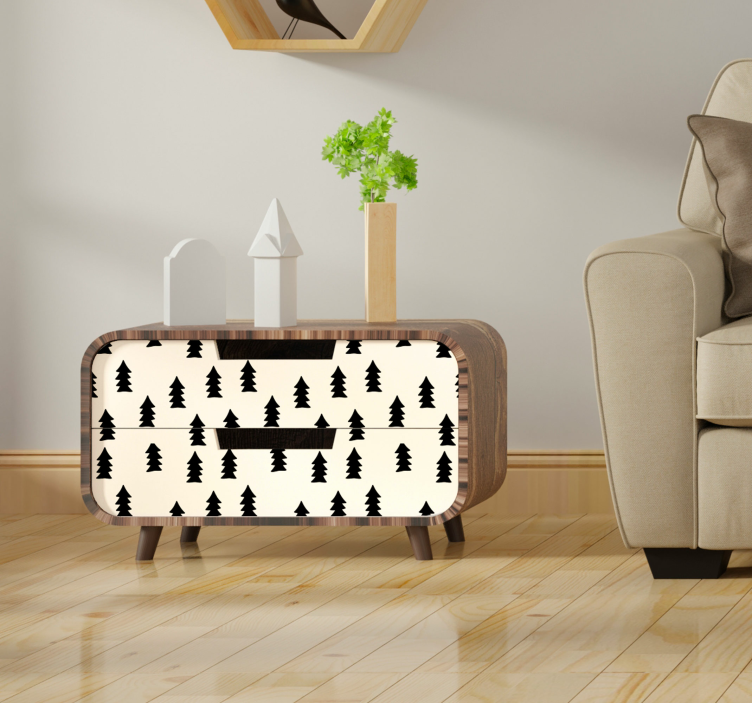 Sticker Meuble arbres noirs formes de sapins - TenStickers
