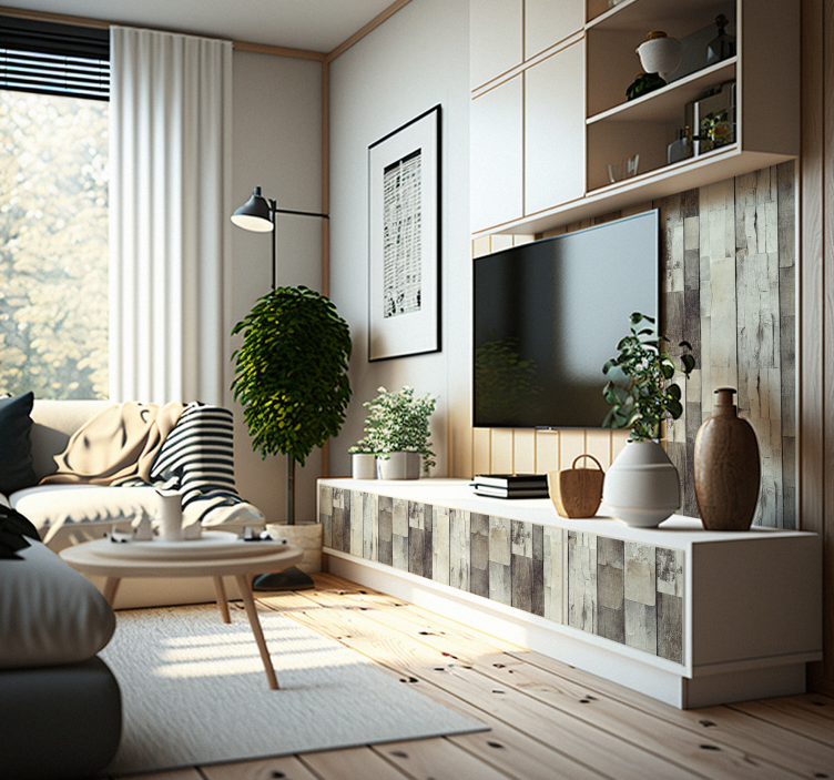 Adhésif meuble bois clair vieilli - TenStickers