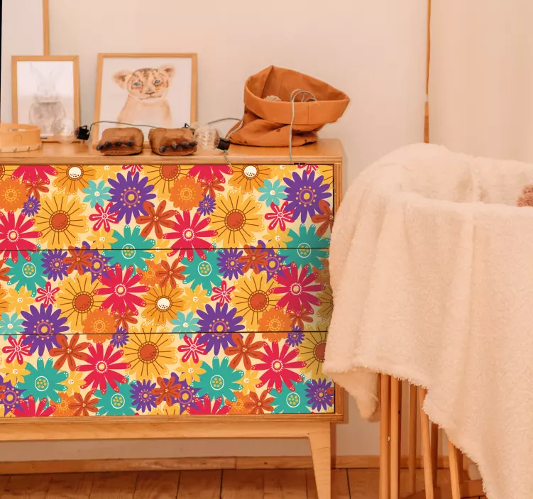 Adhésif meuble motif de fleurs en abondance - TenStickers