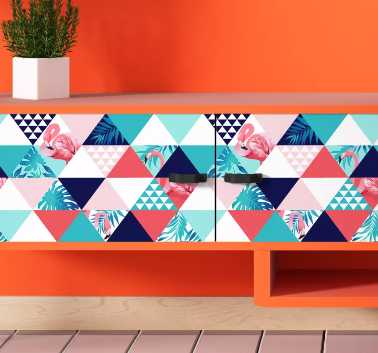 Sticker Meuble Fleurs et Flamands roses - TenStickers