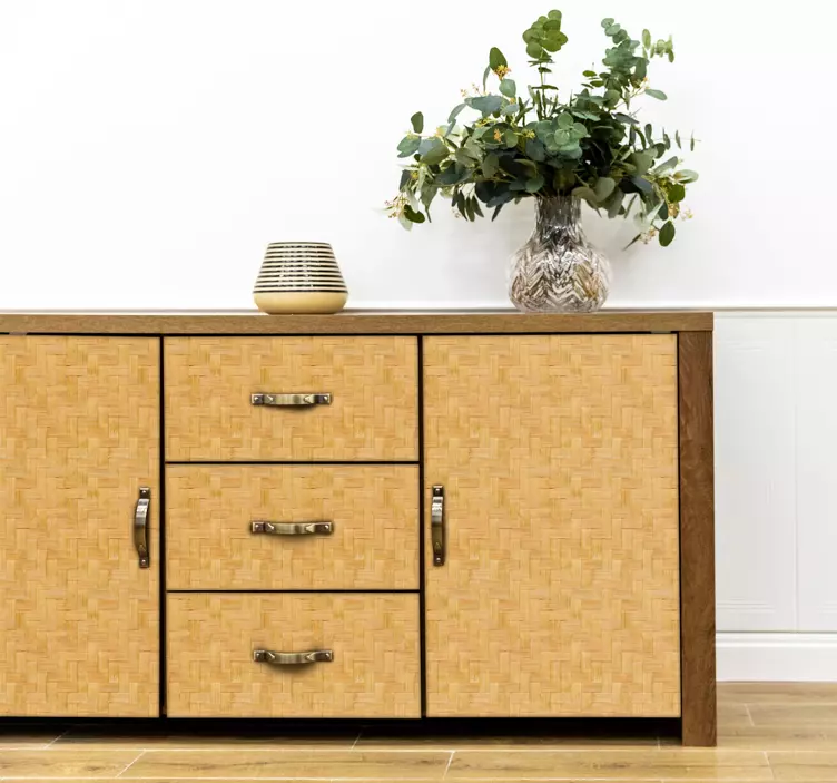 Sticker pour meuble imitation cannage bois clair - TenStickers