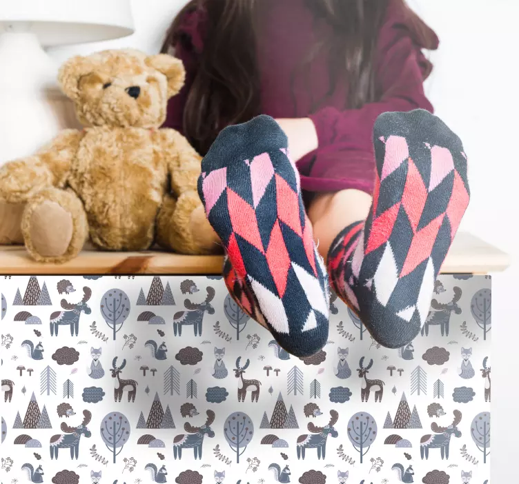 Sticker Meuble motif d'animaux style scandinave - TenStickers