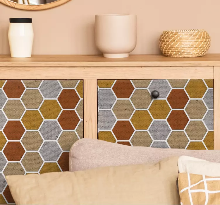 Stickers Meuble motif nid d'abeilles couleurs - TenStickers