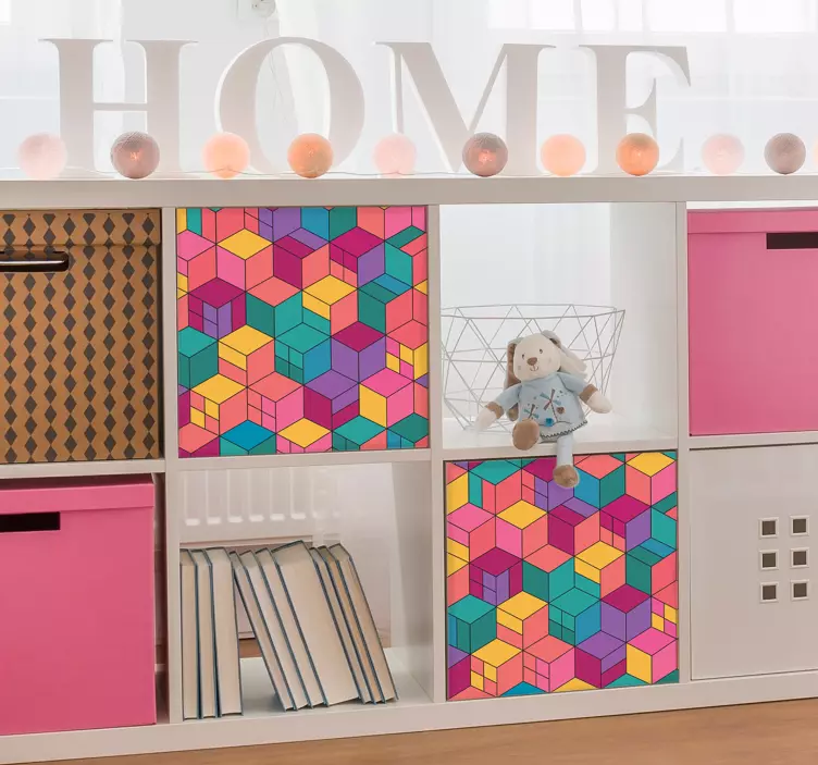Sticker meuble motif trompe l'œil blocs en 3D - TenStickers