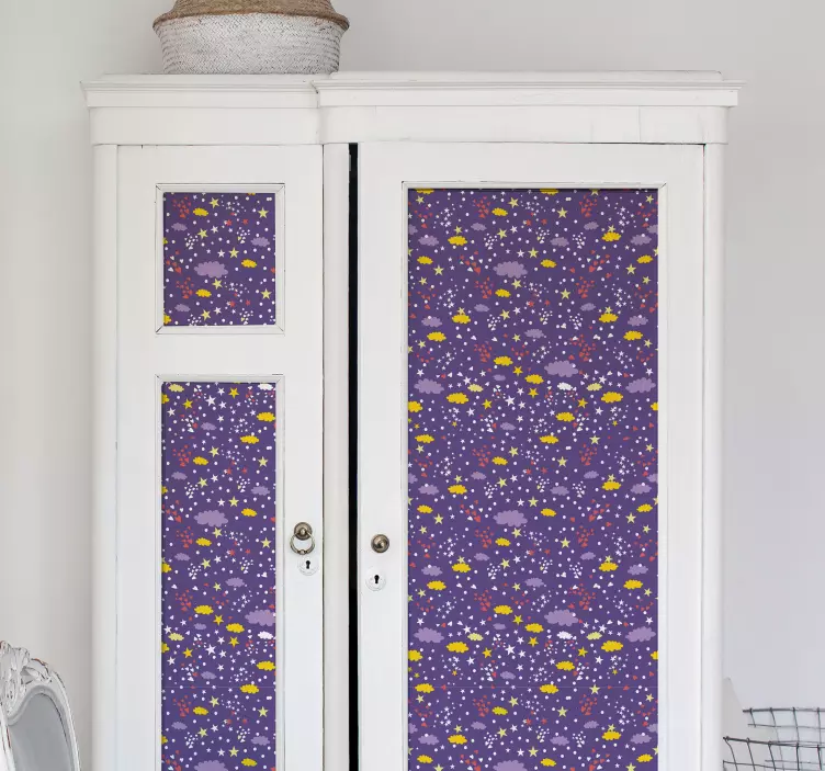 Sticker Meuble Nuages, étoiles et coeurs - TenStickers