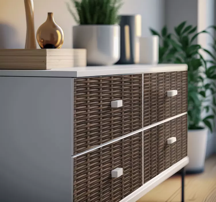 Adhésif meuble panier en rotin tissé - TenStickers