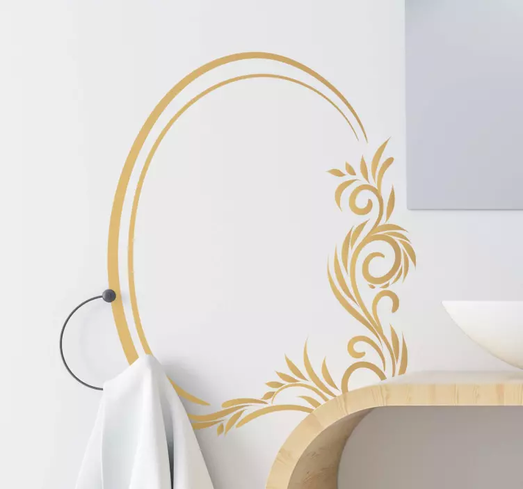 Sticker miroir motif floral mural - TenStickers