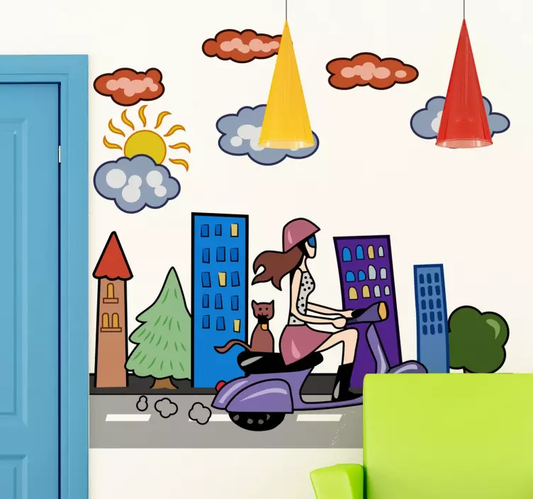 Sticker monde balade d'exploration de la ville - TenStickers