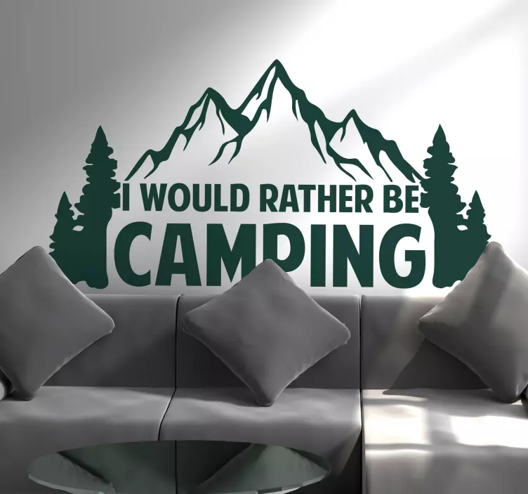 Sticker monde citation sur le camping en montagne - TenStickers