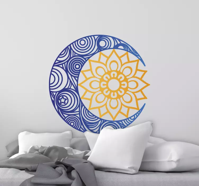 Sticker monde design fleurs de lune - TenStickers