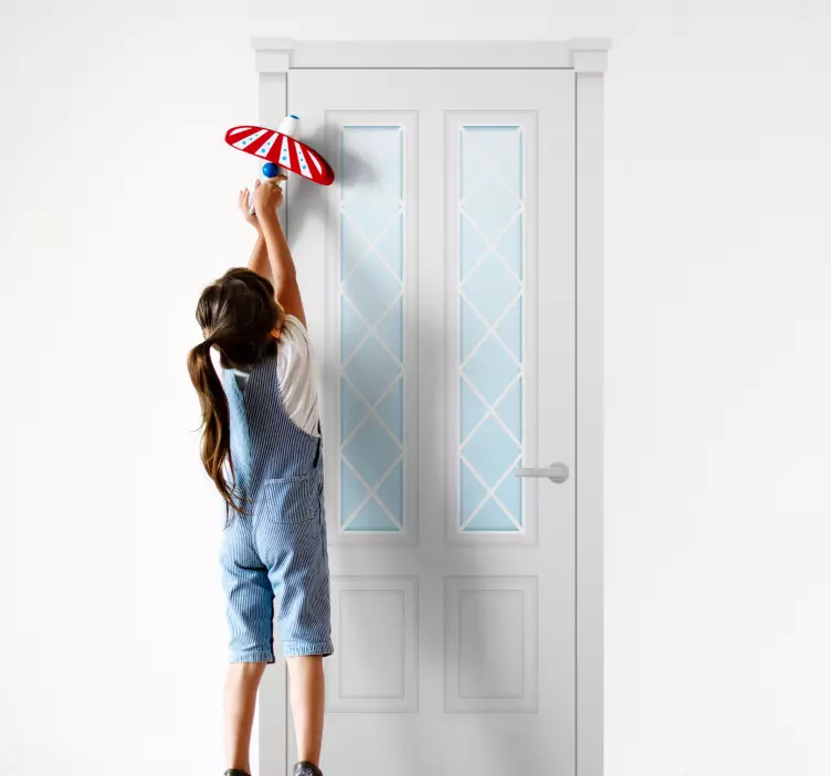 Sticker monde enfant atteignant parapluie - TenStickers