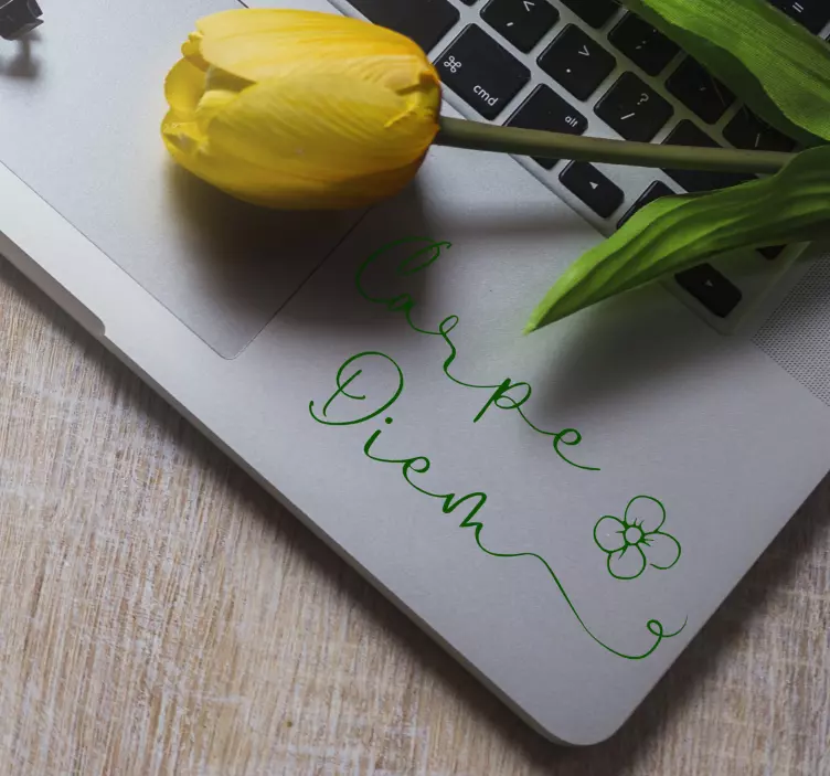 Sticker ordinateur portable Carpe Diem et fleur pour pad - TenStickers