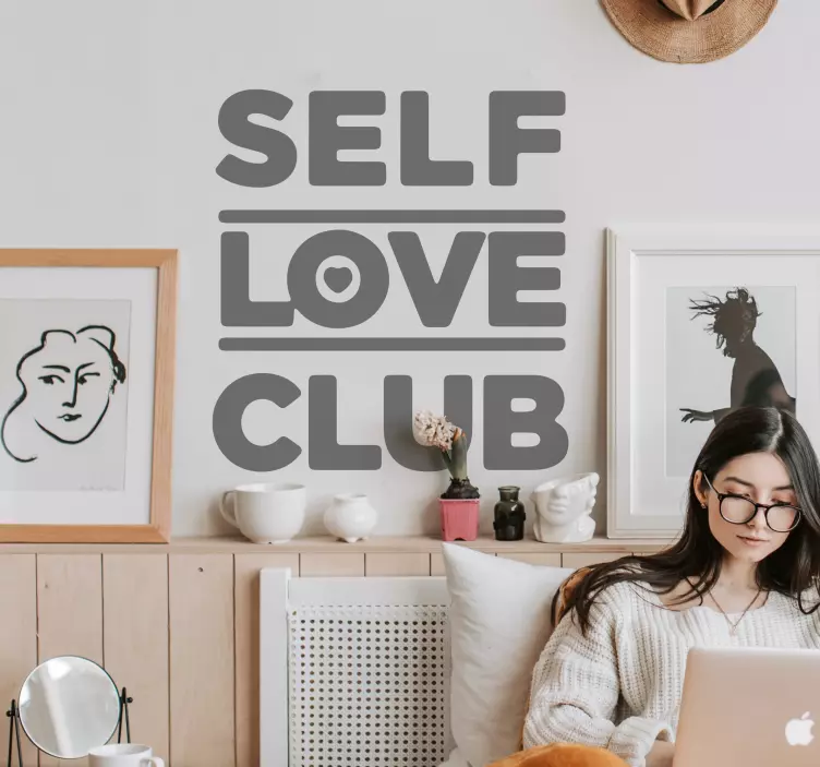 Sticker Motivation texte self love club - TenStickers