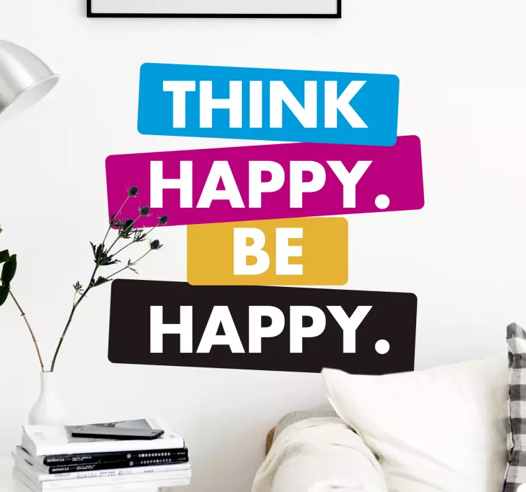 Sticker Motivation Think Happy, be Happy - TenStickers