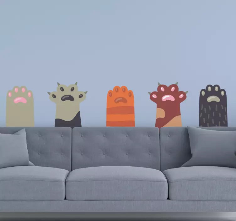 Sticker animaux pattes chats colorées - TenStickers