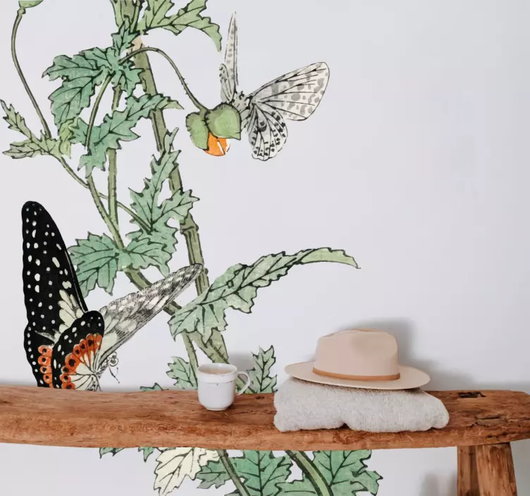 Sticker Animal Plantes tropicales et papillons - TenStickers