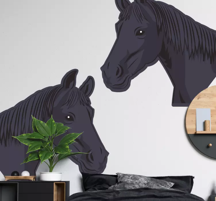 Sticker Animal Une paire de chevaux noirs image - TenStickers