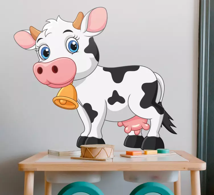 Sticker Animal Vache de dessin animé heureux - TenStickers