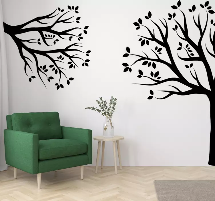 Sticker mural salon zen arbre coin plante - TenStickers