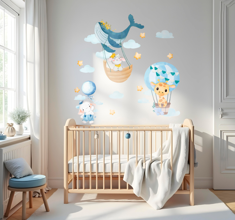 Sticker mural ballons de safari pastel - TenStickers