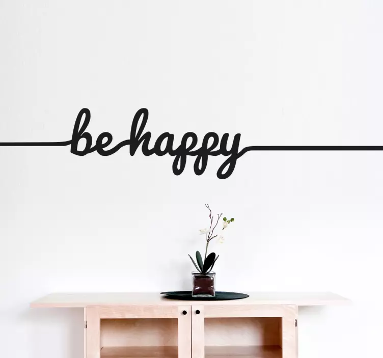 Sticker mural pour salon ligne be happy - TenStickers