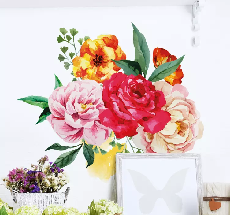 Sticker mural chambre bouquet de fleurs - TenStickers