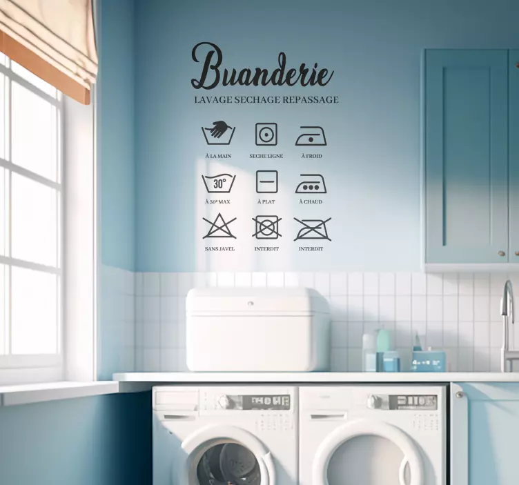 Sticker buanderie icônes de lavage à laver - TenStickers