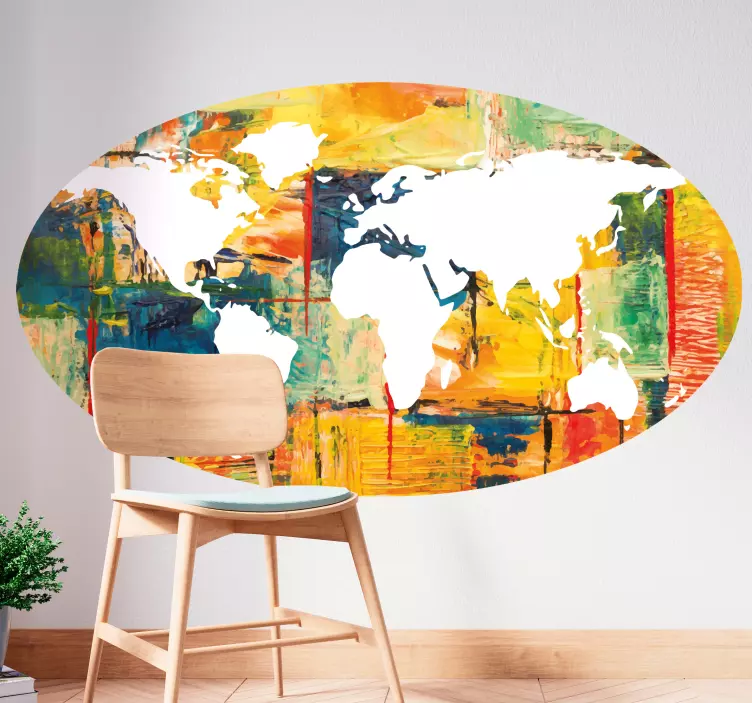 Sticker Carte du monde sur une peinture - TenStickers