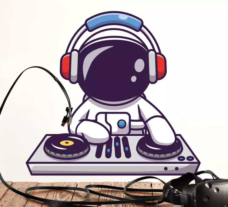 Sticker musique astronaute DJ - TenStickers