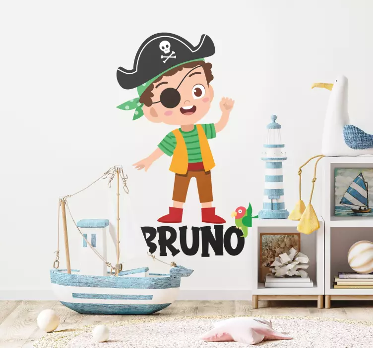 Sticker Enfant pirate style dessin animé - TenStickers
