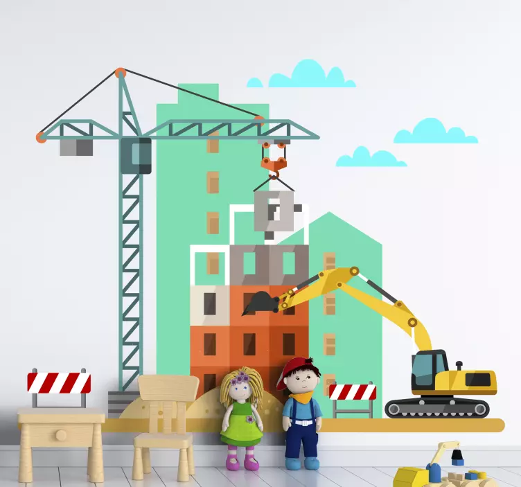 Sticker Chambre Enfant Ensacheuse en chantier - TenStickers