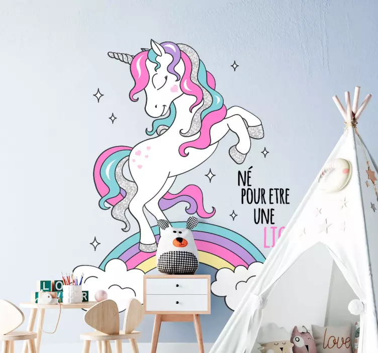 Sticker enfant style dessin animé de licorne - TenStickers