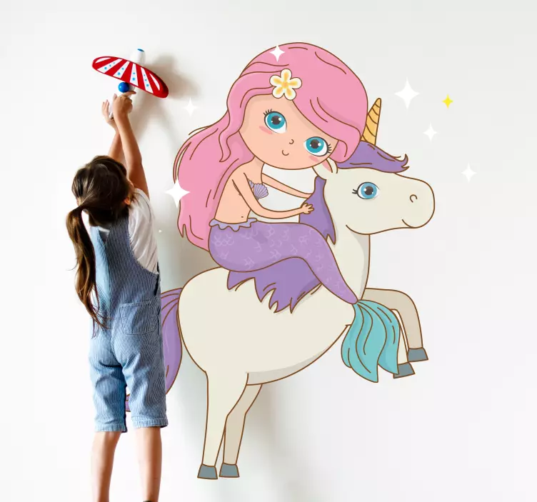 Sticker Cinéma Licorne et une sirène - TenStickers