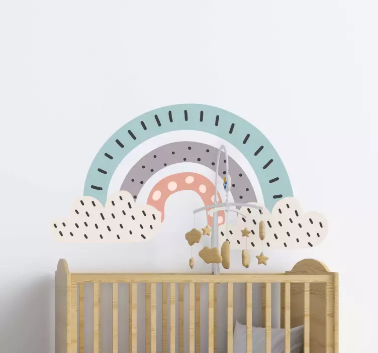 Sticker chambre enfant arc en ciel nordique tricolore - TenStickers
