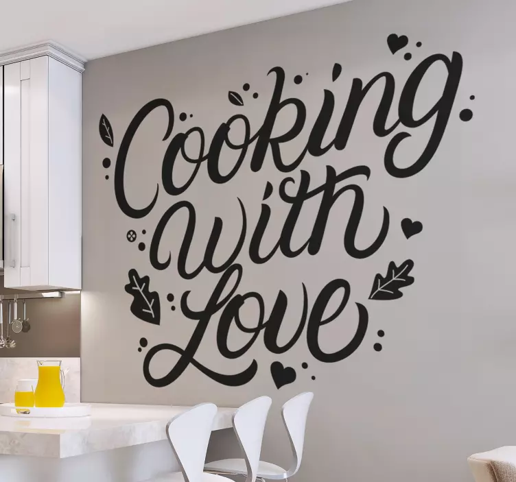 Sticker Cuisine avec amour citations  - TenStickers