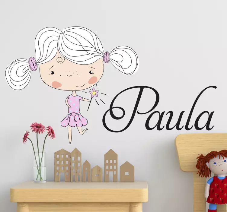 Sticker Mural Dessin Petite fille Personnalisé - TenStickers