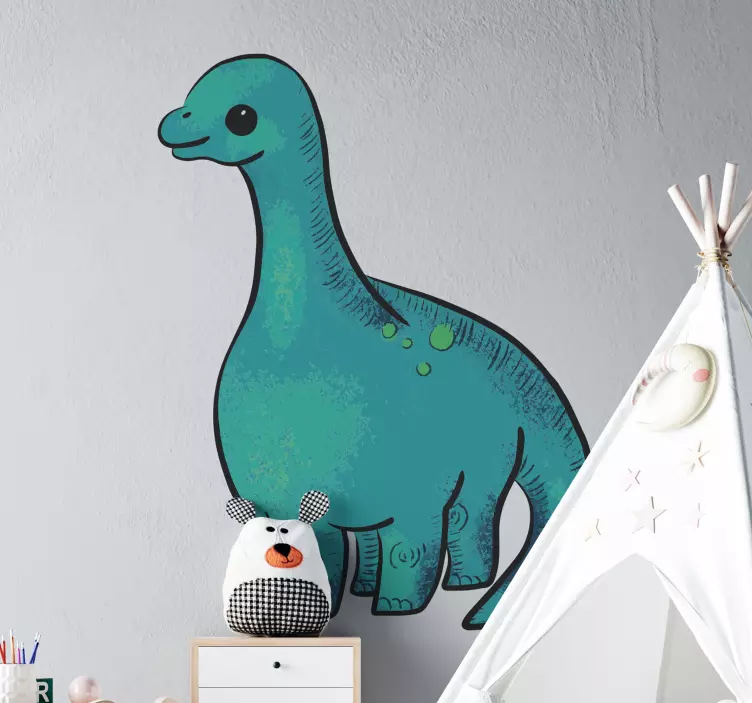 Sticker mural dinosaure figure joyeuse - TenStickers