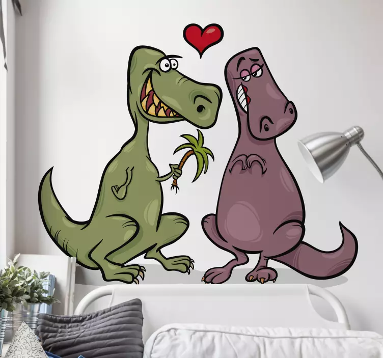 Sticker mural dinosaure joli couple de dinosaures - TenStickers