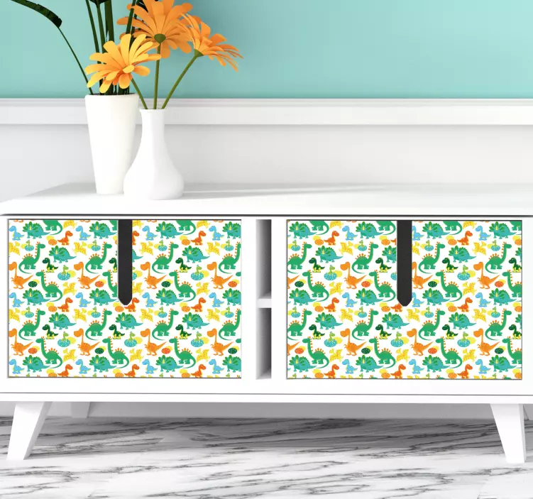 Sticker mural dinosaure motifs de dinosaures colorés - TenStickers