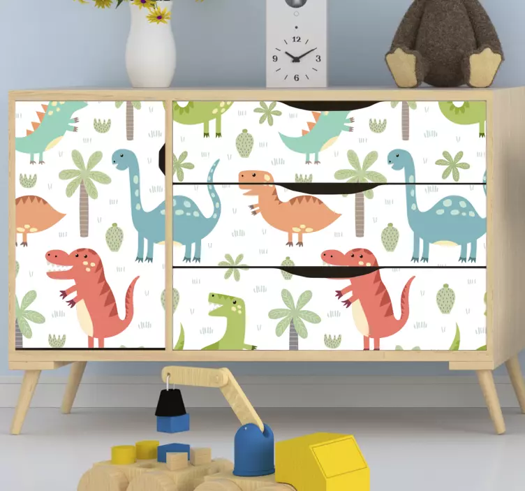 Sticker mural dinosaure motifs dinosaures vibrants - TenStickers