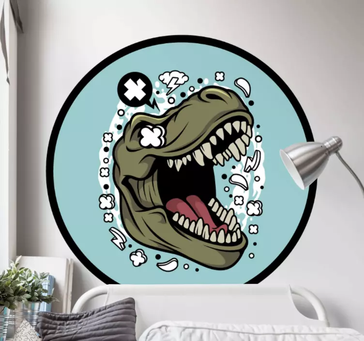 Sticker mural dinosaure tête de dinosaure vive - TenStickers