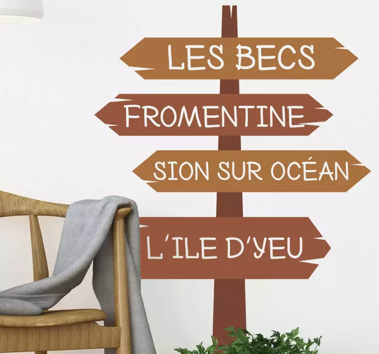 Sticker Mural Direction la plage - TenStickers