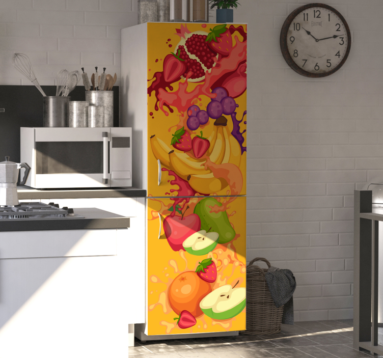 Sticker frigo éclaboussures de fruits vibrantes - TenStickers