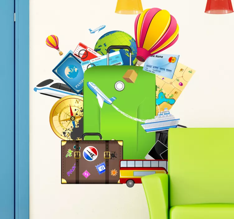 Sticker mural éléments de voyage - TenStickers