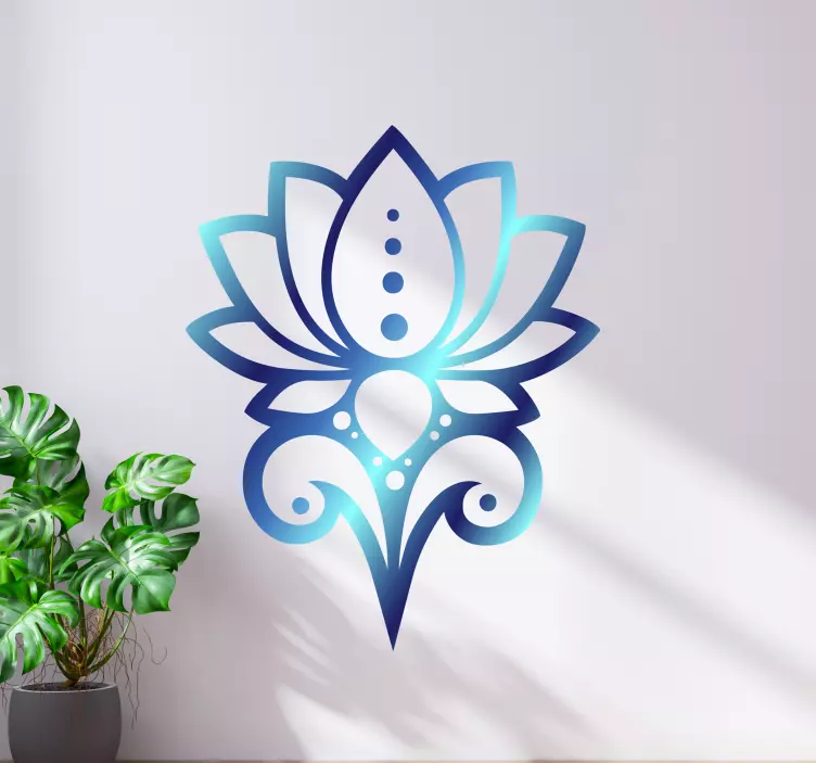 Sticker fleur de lotus bleue pour mur salon - TenStickers